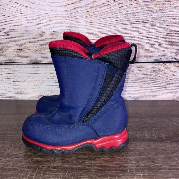 Youth Red and Navy Lands End Snow Boots Size 7m - Picture 5 of 14